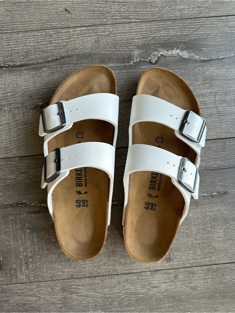 Birkenstock  White Double-Buckle Arizona Sandals